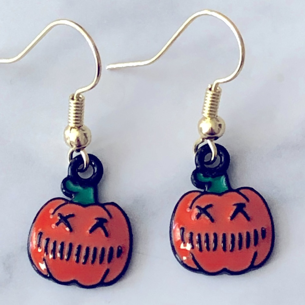New Enamel Halloween Pumpkin Earrings Costume Gifts Thanksgiving Jack-o-Lantern